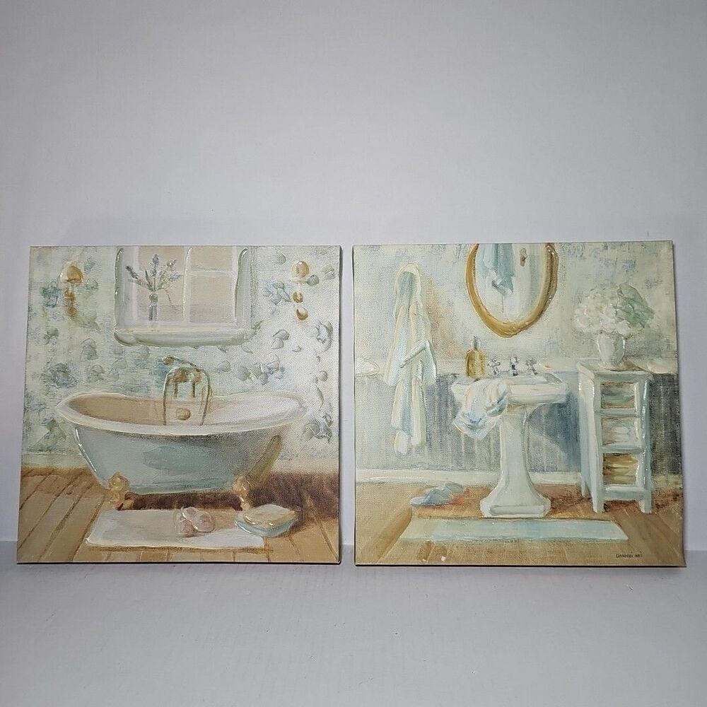 Farmhouse Sink And Bathtub Set Of 2 Canvas 12x12"